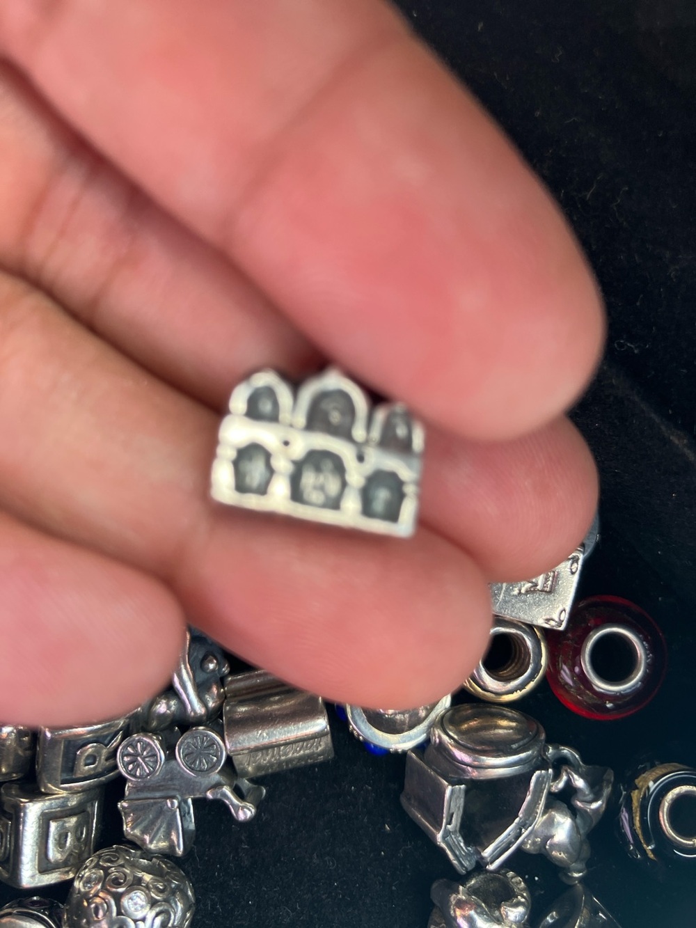 Sterling Silver European Charm Bead with House Motif